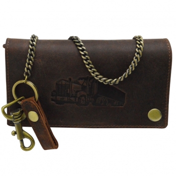 Leder nature "Wild" TRUCKER Portemonnaie mit Hosenkette braun